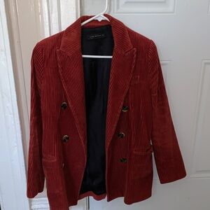 Zara Scarlet Corduroy Blazer